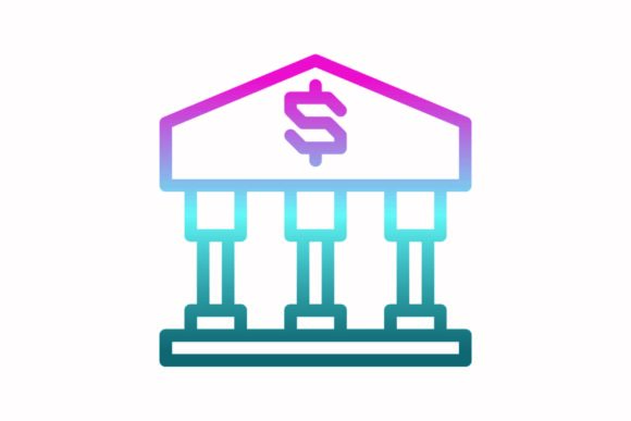 Bank Rainbow Coloring Icon: A Vibrant Graphics Asset