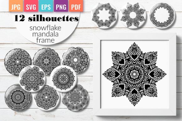 Enhancing Local Branding with Silhouette of Snowflake, Mandala, Frame Graphics