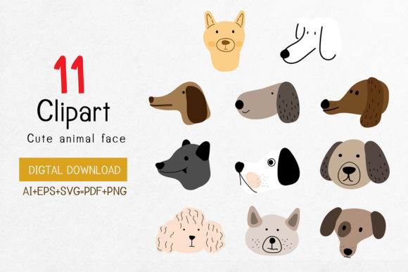 Exploring Clip Art, Many Breeds of Cute Dog Faces