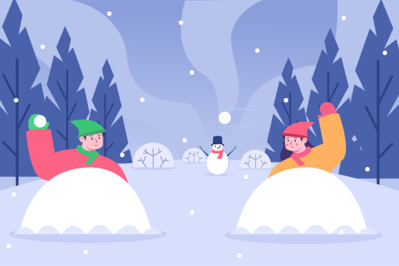 Kids Playing Snowball Fight: A Winter Graphics Review