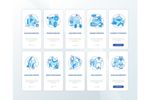 Kinesiology Blue Onboarding App Pages: A Graphic Templates Review