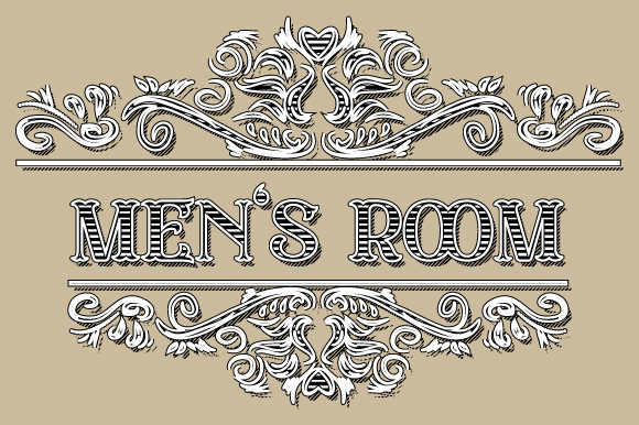 Men's Room Vintage Ornament Frame Vector for Graphics and Illustrations