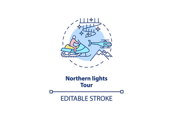 Northern Lights Tour Concept Icon: A Unique Graphics Asset