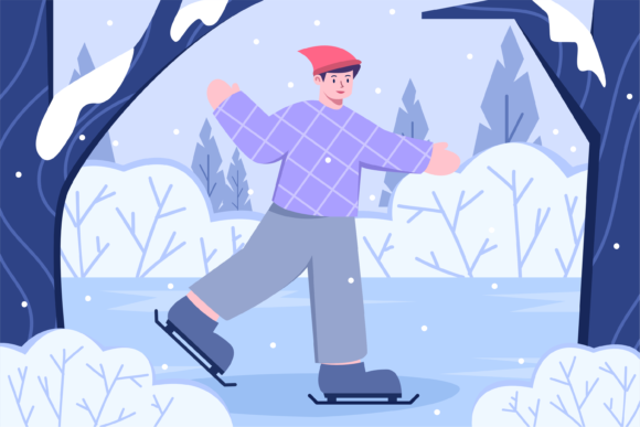 Winter Charm: People Playing Ice Skating Graphics